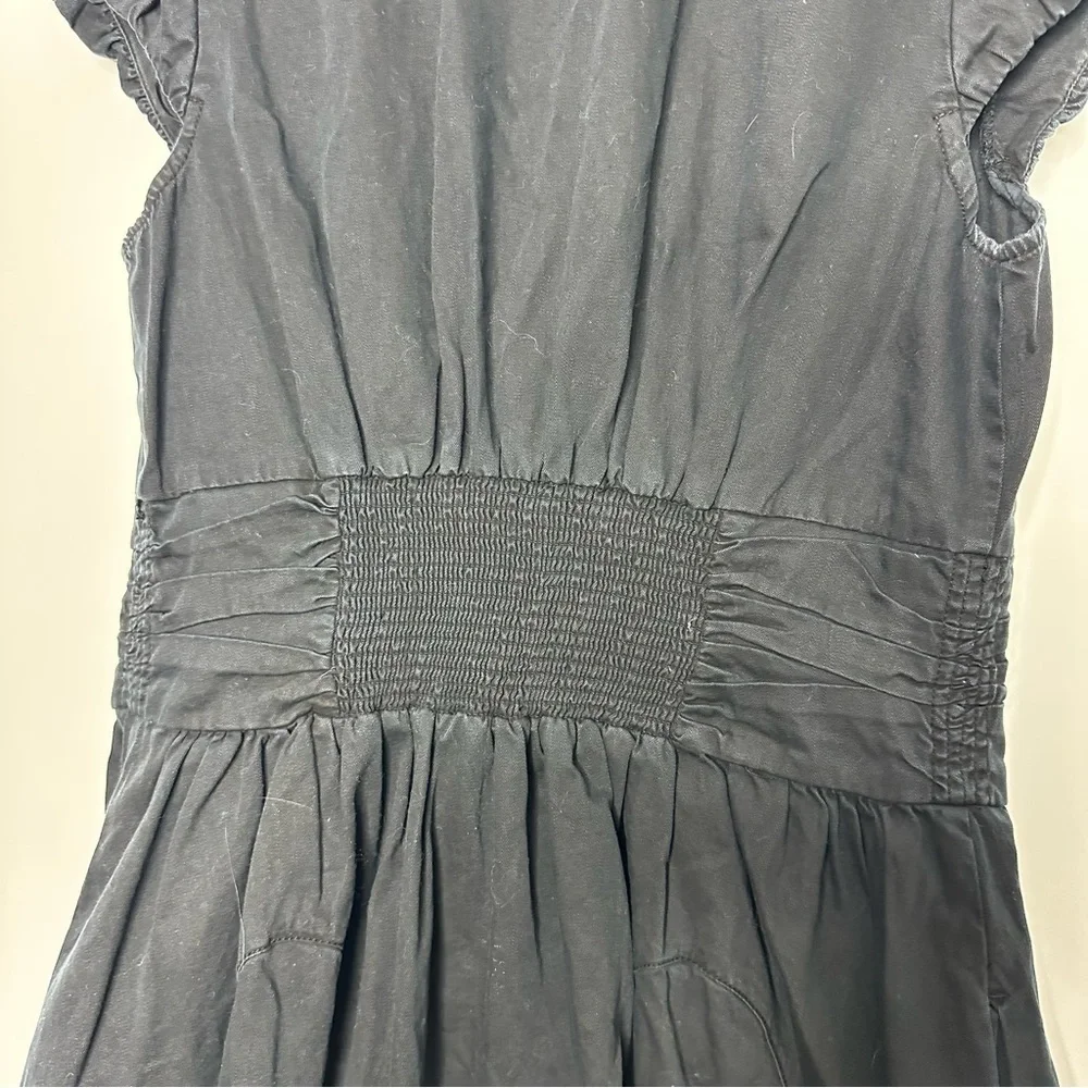 Free People Chester Denim Mini dress Medium black button pockets puff witchy